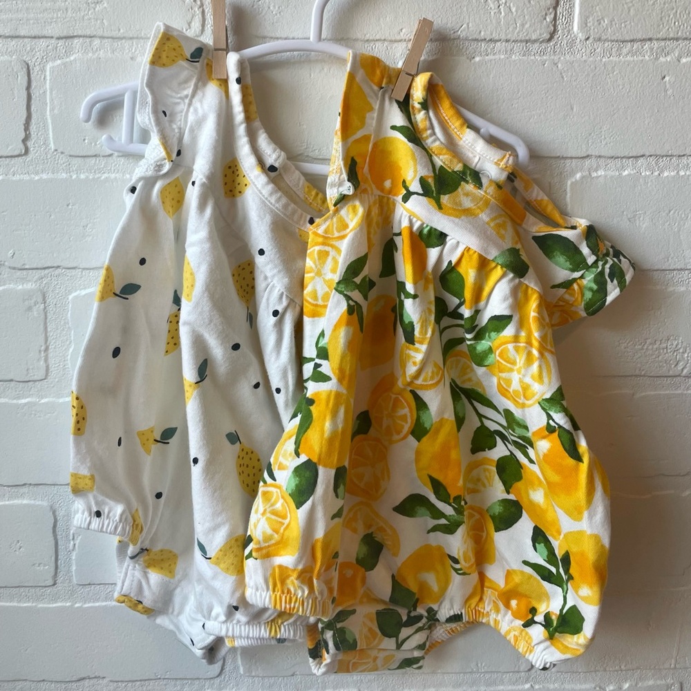 2 pack Baby Romper Old Navy 0-3 mo 🍋 Yellow Themed EUC